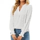 thumbnail image 1 of Blusa de Lunares con Cuello en V y Mangas con Volantes para Mujer, Blusas Holgadas Informales de Color Liso para Trabajar L, 1 of 9