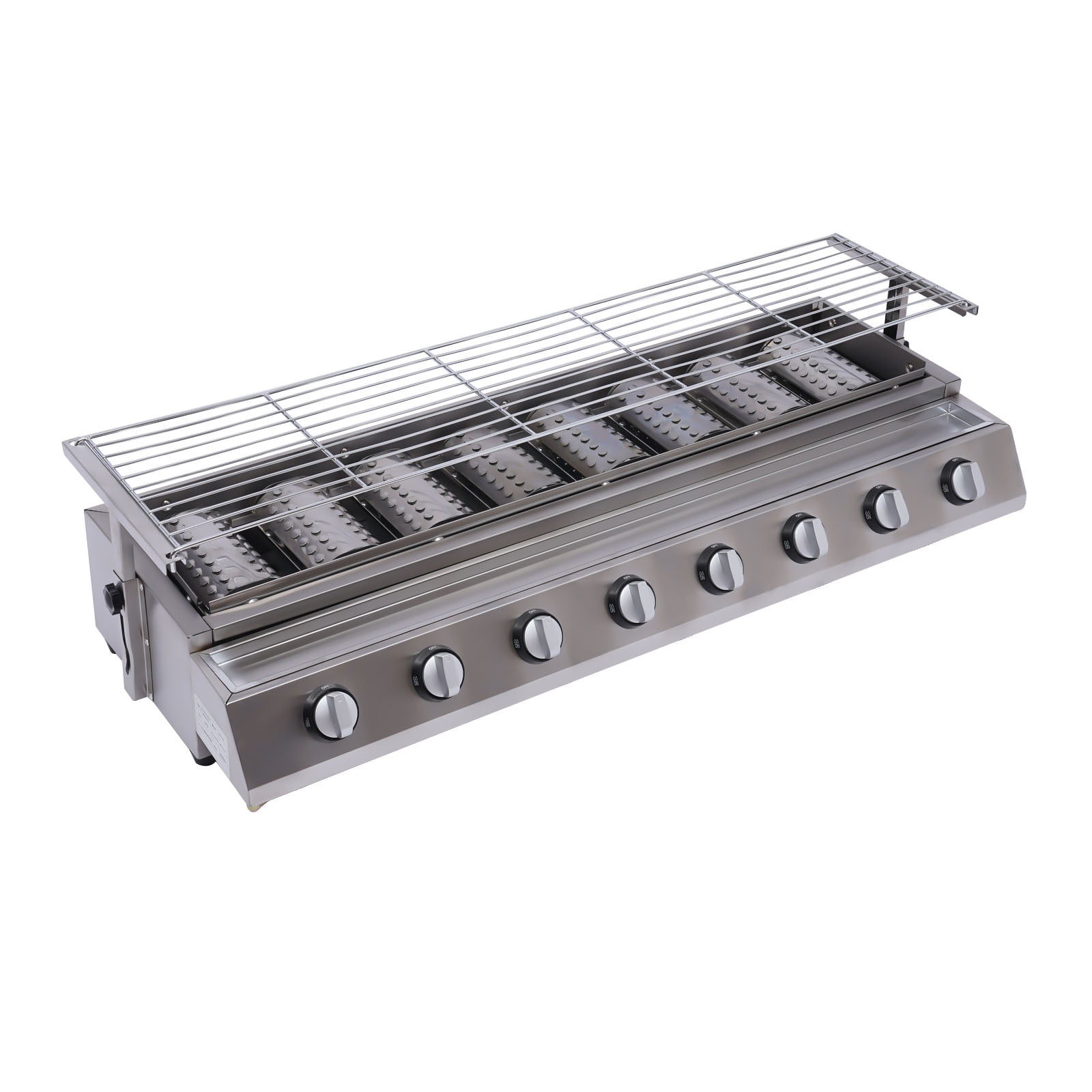 Dwellnix BBQ Grill with 8 Independent Burners Stainless Steel Gas Grill Adjustable Height Easy to Clean and Portable Design