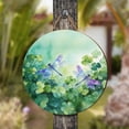 thumbnail image 4 of Happy Dragonfly Welcome St Patrick's Day Lucky Shamrocks Clover Round Wood Sign Wild Insect Lover Hanging Wall Home Decor - 22001, 4 of 5