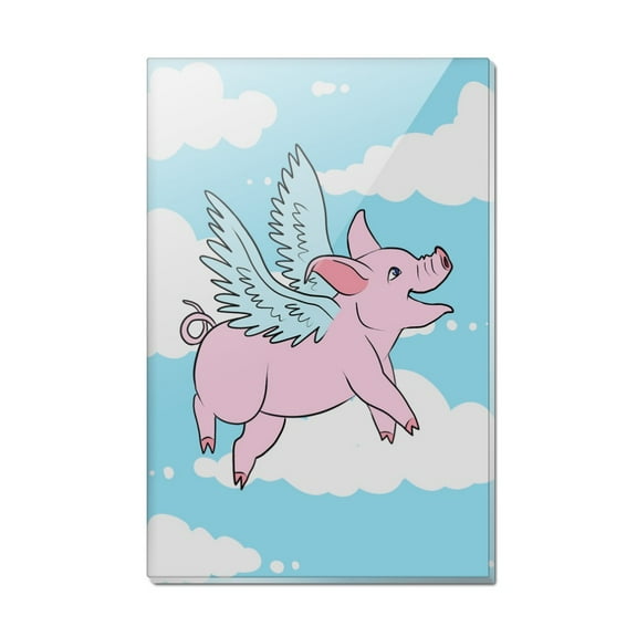 Flying Pig in the Clouds Rectangle Acrylic Fridge Refrigerator Magnet