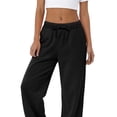 thumbnail image 2 of Sundazz Wide leg Sweatpants Women Baggy Sweat Pants Drawstring Casual Workout Pants with Pockets,Black,S, 2 of 8