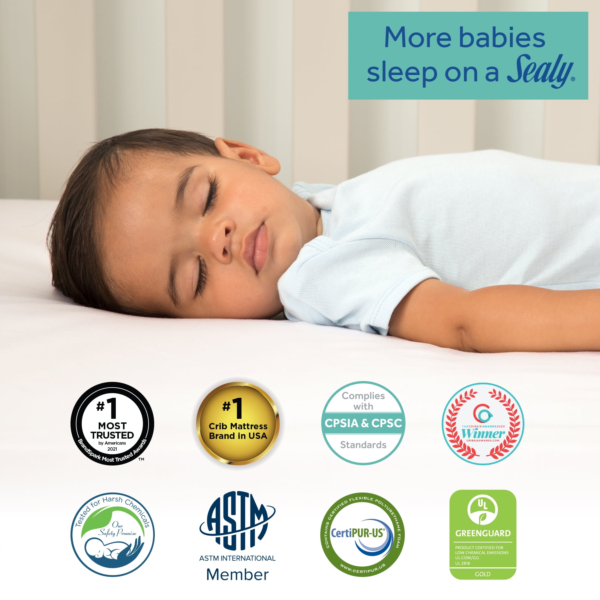 Sealy Nature's Haven Breathable Organic Cotton Baby Crib and Toddler Mattress