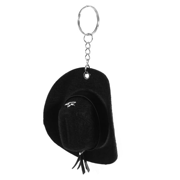 FUEENIRVA 1Pcs Keychain Accessories Mini Hat Keychain Black Cloth Metal For present Giving