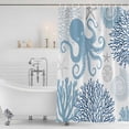 thumbnail image 4 of Navy Blue Octopus Coastal Waterproof Fabric Shower Curtain,Nautical Coral Starfish Waterproof Fabric Shower Curtain for Bathroom Curtains Bathtubs Hotel Shower Curtains with 12 Hooks Stall 48x72in, 4 of 8