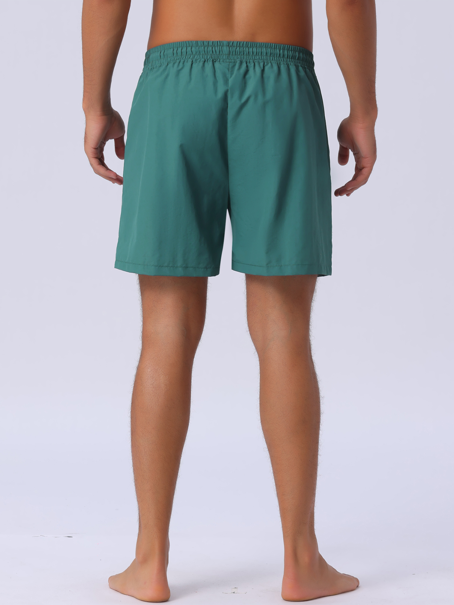 DARING DIVA Men's Elastic Waist Drawstring Mesh Lining Beach Shorts 36 Green