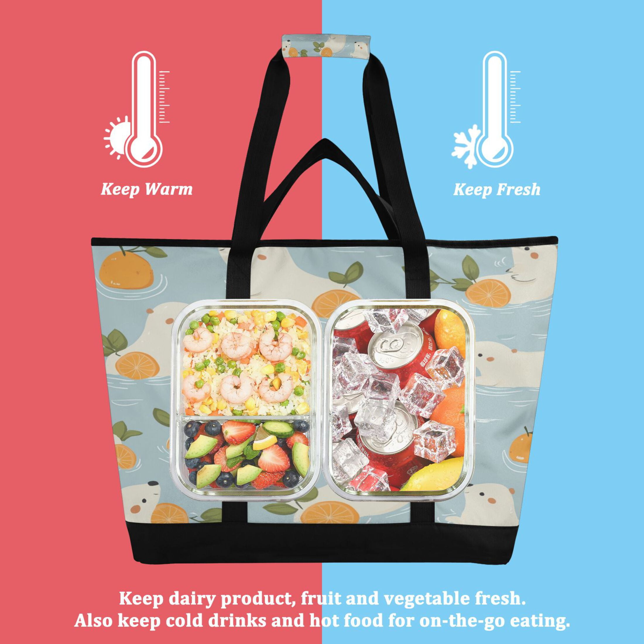 Large Hand-held Ice Pack Picnic Bag Insulation and Refrigeration Suitable for Shopping Picnics and Camping Wrasse