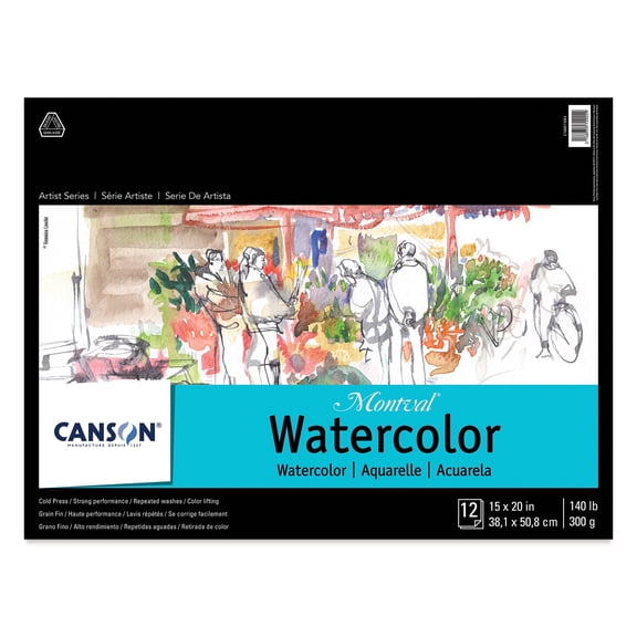 Canson Montval Watercolor Pad - 15" x 20", Tape Bound, 12 Sheets