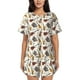 thumbnail image 1 of Balery Guitar Conjunto de Pijama para Mujer con Estampado, Dos Piezas de Manga Corta y Shorts, Ropa de Dormir Suave con Cuello Redondo y Bolsillos-Medium, 1 of 6