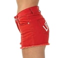 thumbnail image 2 of LIFEGUARD Women's Vintage Washed Look Red Denim High Waisted Shorts (XS (0/2)), 2 of 6