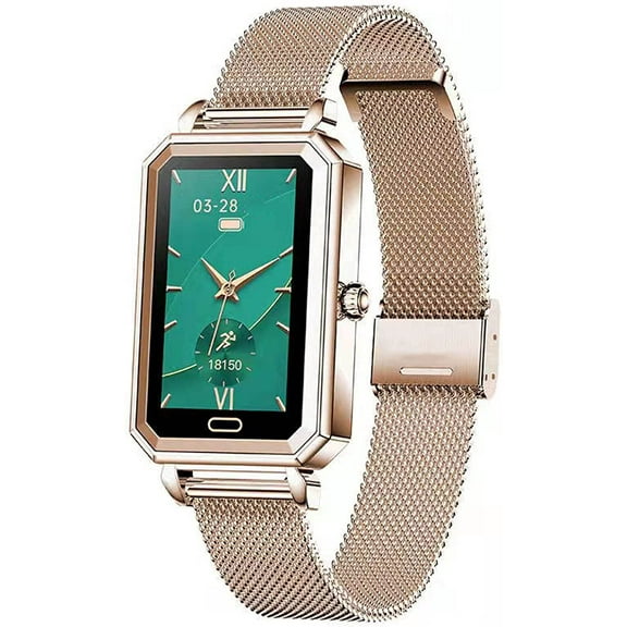 Smart Watch for Women Smartwatch for Android iOS Phones with 1.1'' Screen,Distance, Weather,Pedometer, IP68 Waterproof Fitness Tracker Multiple Sports Modes,Gold