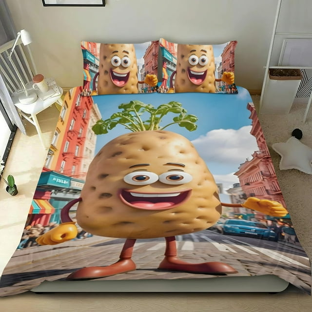 Papa Graciosa Conjunto de sábanas temático, trío de piezas, cómodo y amigable con la piel, diseño único, regalo de decoración para el hogar para familiares, amigos y fans,173cm *218cm