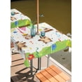 thumbnail image 2 of Outdoor Tablecloth with Umbrella Hole for Patio/Picnic/Party/Camping, Groundhog Day Waterproof Table Cloth Square Cover Washable, Bunting Floral Cartoon Funny Colorful Cute (60"x 60"), 2 of 8