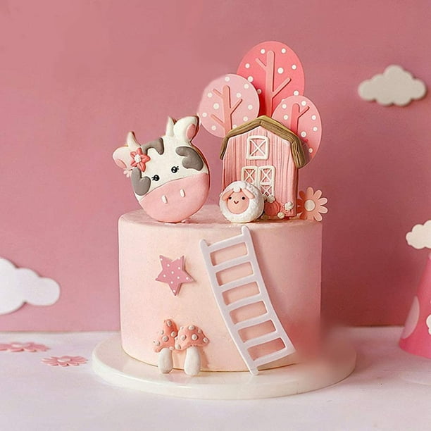 Gyufise Lot de 36 décorations pour cupcakes sur le thème des animaux de la  ferme - Décoration de gâteau sur le thème de la vache - Pour fête  prénatale, anniversaire d'enfant 