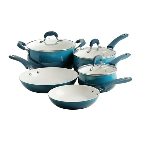 

Oster Wright Park 8-Piece Gradient Teal Aluminum Non-Stick Belly Shape with Ceramic Interior Cookware Set