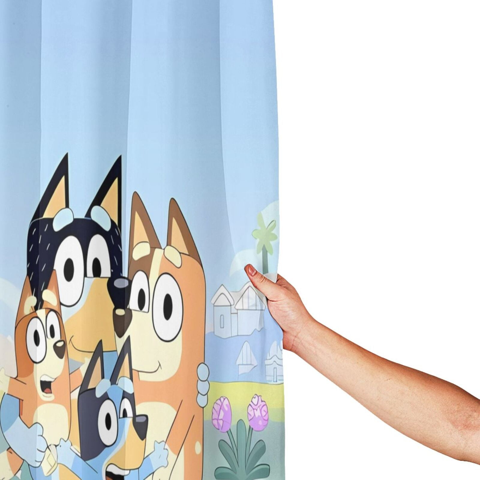 Poraui Bluey Print Shower Curtain Sets Waterproof Fabri Bathroom Decor with Hooks - 72 x 72 Inch