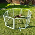 thumbnail image 2 of Metal Freestanding Dog Gate Puppy Gate 23.6 Inches Height Step Over Pet Fence, Free Standing Indoor Outdoor Expands Up to 80 Inches White Doggie Gates for Doorways Stairs, 2 of 9