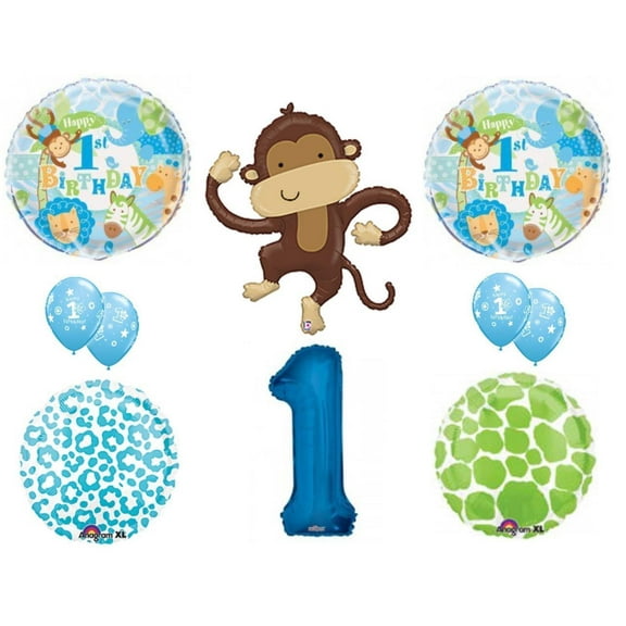 1ST Birthday SAFARI Elephant Party Balloons Decoration Supplies First Jungle Boy