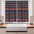 thumbnail image 2 of Ambesonne Striped Kitchen Curtains, Retro Aztec Art, 55"x39", Teal Plum and Orange, 2 of 3