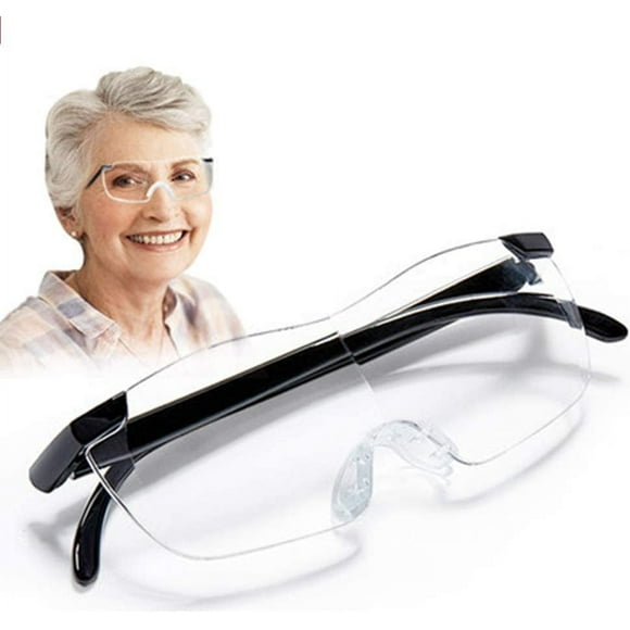 Ensemble de Lunettes Grossissantes Éclairées - 160% Loupe avec Lumière LED - Ensemble de Lunettes Grossissantes avec Lunettes de Soleil Aviateur, Lunettes de Lecture pour le Travail de Près, Petits Caractères, Loisirs