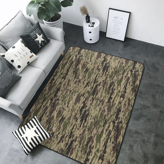 Area Rugs For Living Room Decor - Camo Green Soft Anti Slip Throw Washable Rugs 5x7 For Bedroom, Indoor Carpet For Bedroom Living Room 80x58In