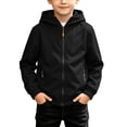 thumbnail image 2 of Kids Boys Solid Color Hooded Zip-Up Jacket with Pockets Long Sleeve Waterproof Outdoor Coat, 2 of 9