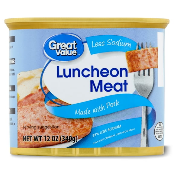 Great Value Less Salt Luncheon Meat, High Protein, 12oz Aluminum Can