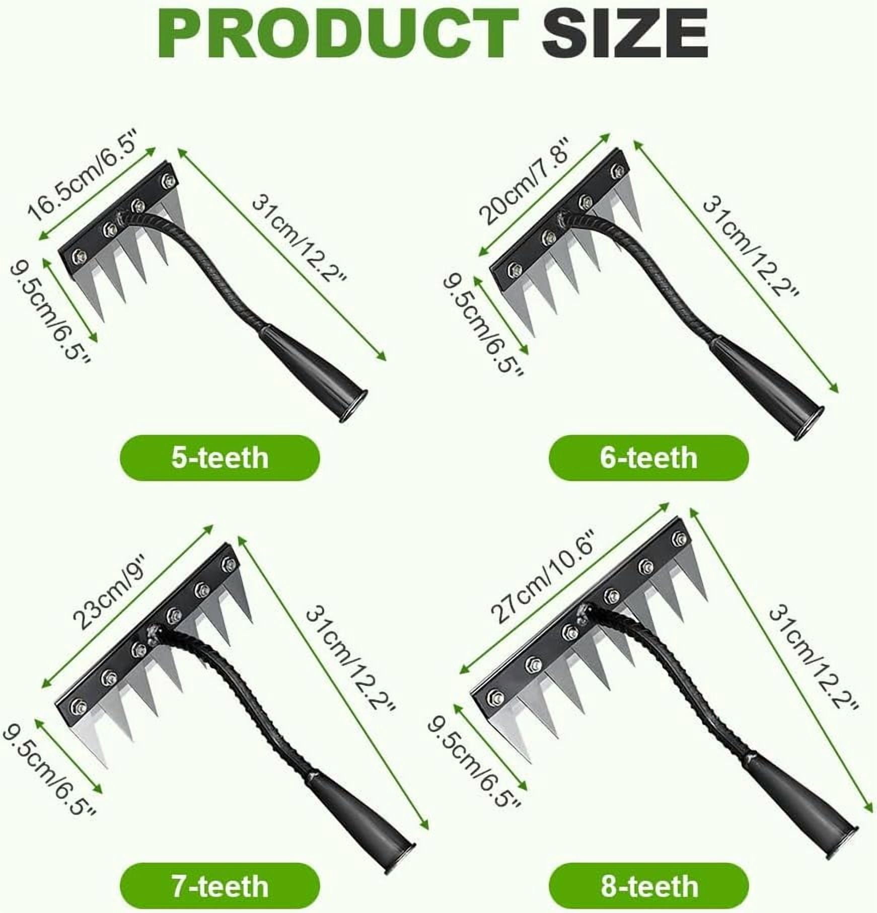 Iron Weeding Rake 2.0, 2026 New 5/6/7/8 Teeth Carbon Steel Garden Weeder Rakes, Iron Rake for Yard Lawn and Garden, Heavy-Duty Gardens Hand Weeder Puller Tool for Gardening and Weedings (7 Teeth)
