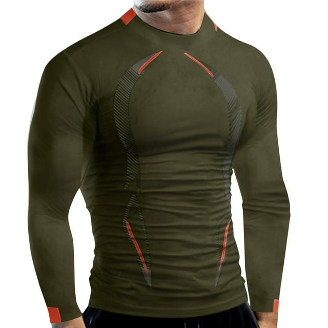 Male Autumn And Winter High Elasticity Breathable Sports Tight Long Sleeve Pattern Print Quick Dry Fitness Top