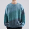 thumbnail image 2 of LOVZFMLL Sweaters for Men, Ombre Crew Neck Ribbed Pullover, Fashion Casual Everyday, Warm Winter Tops Loose, Fall Clothes, 2 of 4