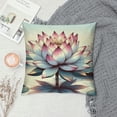 thumbnail image 2 of JEUXUS Short Plush Pillowcase Lotus Stylized Boho Art Design Colorful Print for Home Decor White, 2 of 5