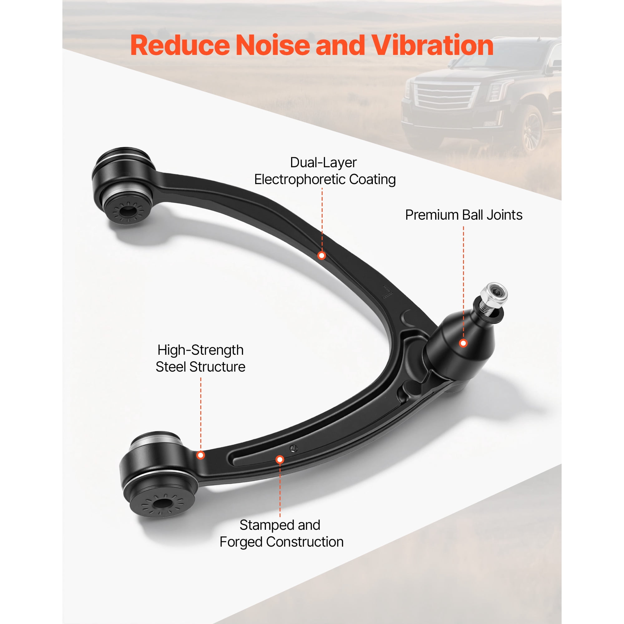 KFFKFF Left and Right Front Upper Control Arms Kit with Ball Joint, Suspension Kit Compatible with 2007–2013 GMC, 2007–2014 Cadillac & Chevrolet (10PCS)