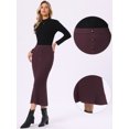 thumbnail image 2 of DARING DIVA Women's Knit Maxi Skirt Elastic Waist Ribbed Fishtail Skirt XS Deep Purple Red, 2 of 6