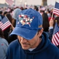 thumbnail image 4 of 250 Anniversary USA Hat 4th of July American Flag Cap Adjustable Retro Denim Hat Patriotic Commemorative Gift for Veterans History Lovers,Royal Blue, 4 of 5