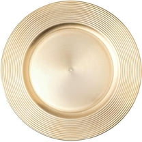 Simply Elegant Concentric Circles Edge Plastic Charger Plate | Service Plate for Parties, Dinner, Weddings, Quinceaneras and Events | 13 inch Diameter | Gold- Gloss Finish | Set of 12