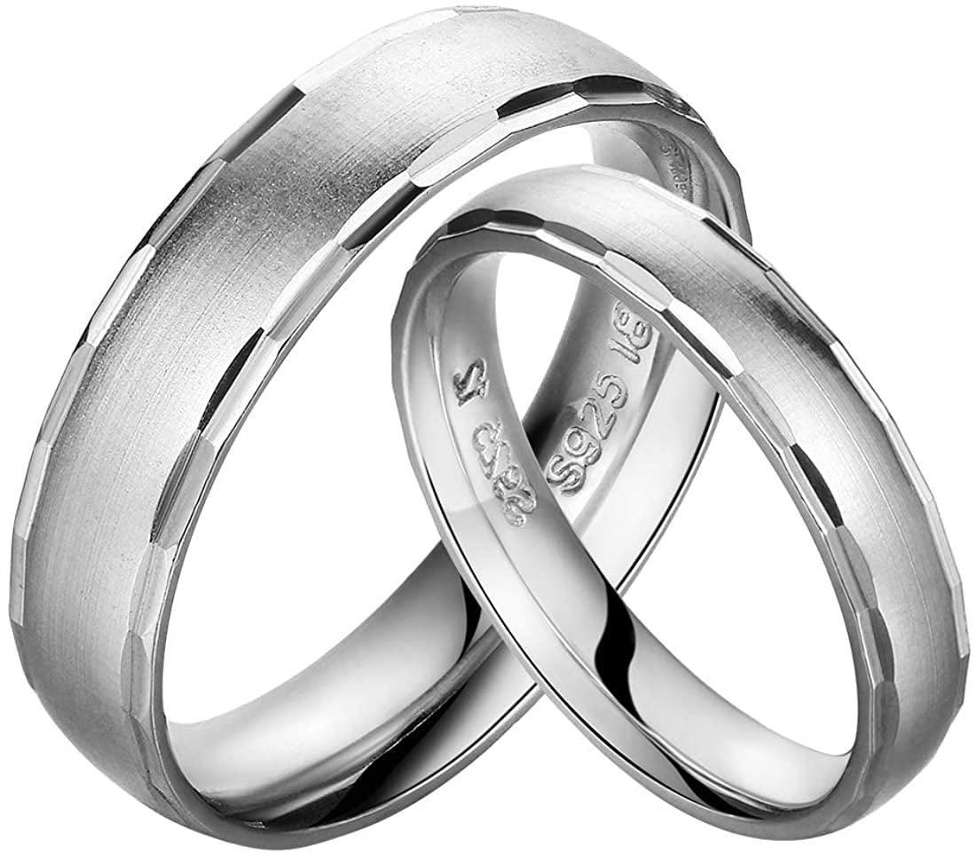 Fancime Sterling Silver Wedding Band Couple's Ring For