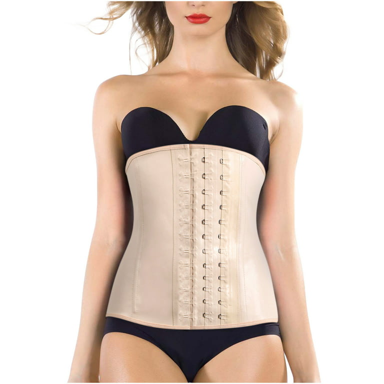 PEONAVET Waist Trainer for Women Cotton Lining, Shiny Rubber Corset, Rubber  Press Buckle Girdle, Rubber Corset Waist Trainer for Women Lower Belly