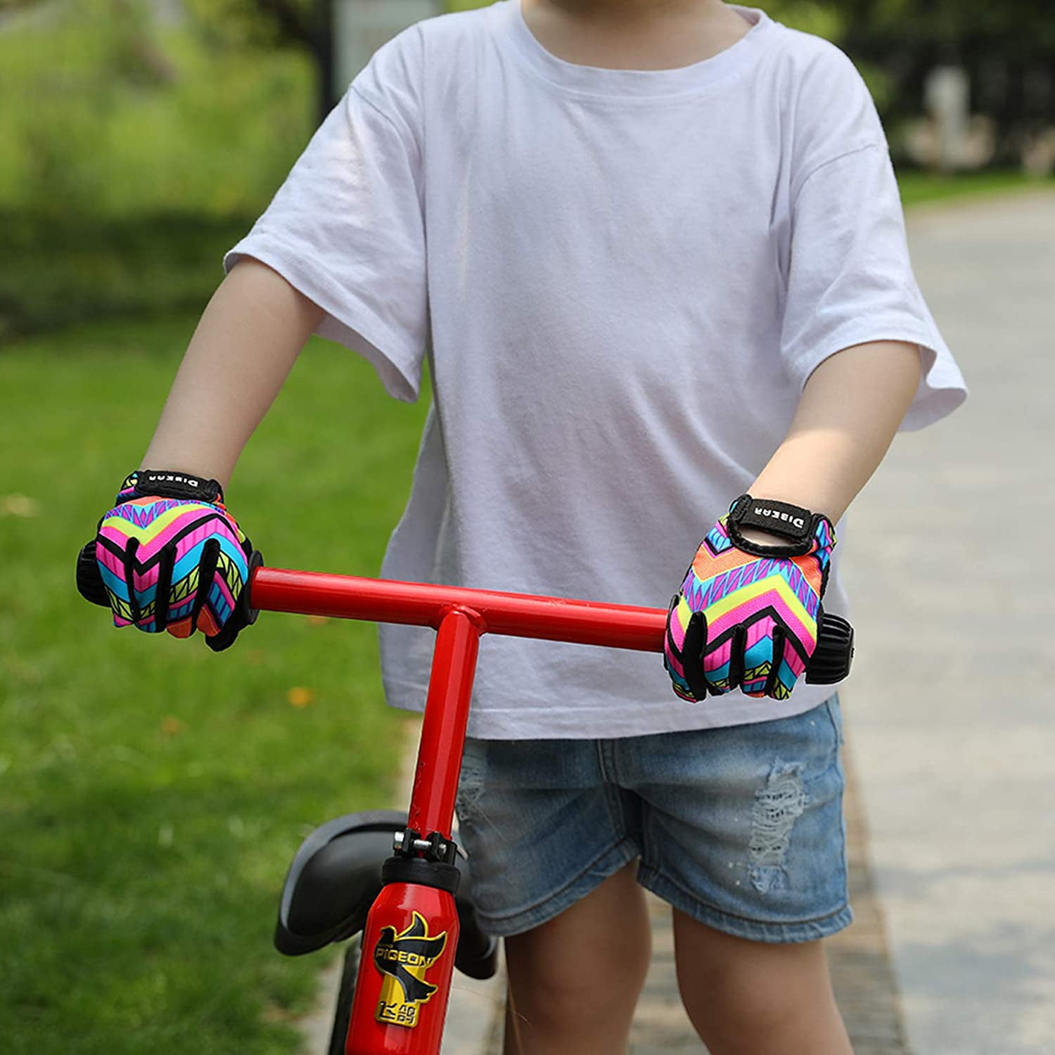 Boys Girls Bike Gloves Children Full Fingers Cycling Gloves Kids