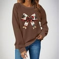 thumbnail image 2 of Moxiu Christmas Sweatshirt for Women Vintage Santa Claus Merry Christmas Crewneck Long Sleeve Holiday Pullover Top Brown,M, 2 of 4