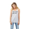 thumbnail image 2 of Thread Tank Thick Thighs Save Lives Women's Sleeveless Flowy Racerback Tank Top Sport Grey 2X-Large, 2 of 5