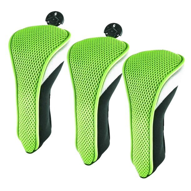 3x Cubiertas de cabeza de poste de eje de palo de golf 1 3 5 Cubiertas de cabeza de golf Accesorios para el conductor Verde Soledad Cubierta de la cabeza del palo de golf
