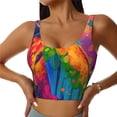 thumbnail image 1 of Balery Colorful Parrot Jungle Dream A Sujetadores deportivos con espalda cruzada para mujer, acolchados, sin costuras, de alto impacto, ideales para yoga, gimnasio, entrenamiento y fitness.-Large, 1 of 8