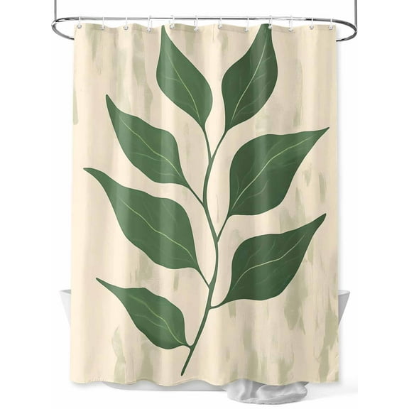 Fsddascl Green Botanical Shower Curtain Set - 36" x 78" Washable Bathtub Curtain with 12 Hooks, Tropical Leaves Vintage Waterproof Fabric Stall Shower Curtains for Bathroom/Bathtub Décor