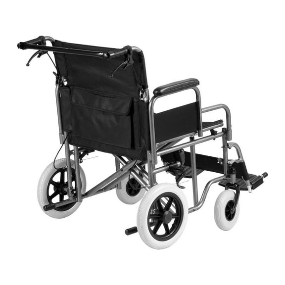 Wheelchair Transport Chair - Steel Folding Wheelchair 24" Seat, 300lbs Capacity - Portable Travel Wheelchair for Seniors & Adults