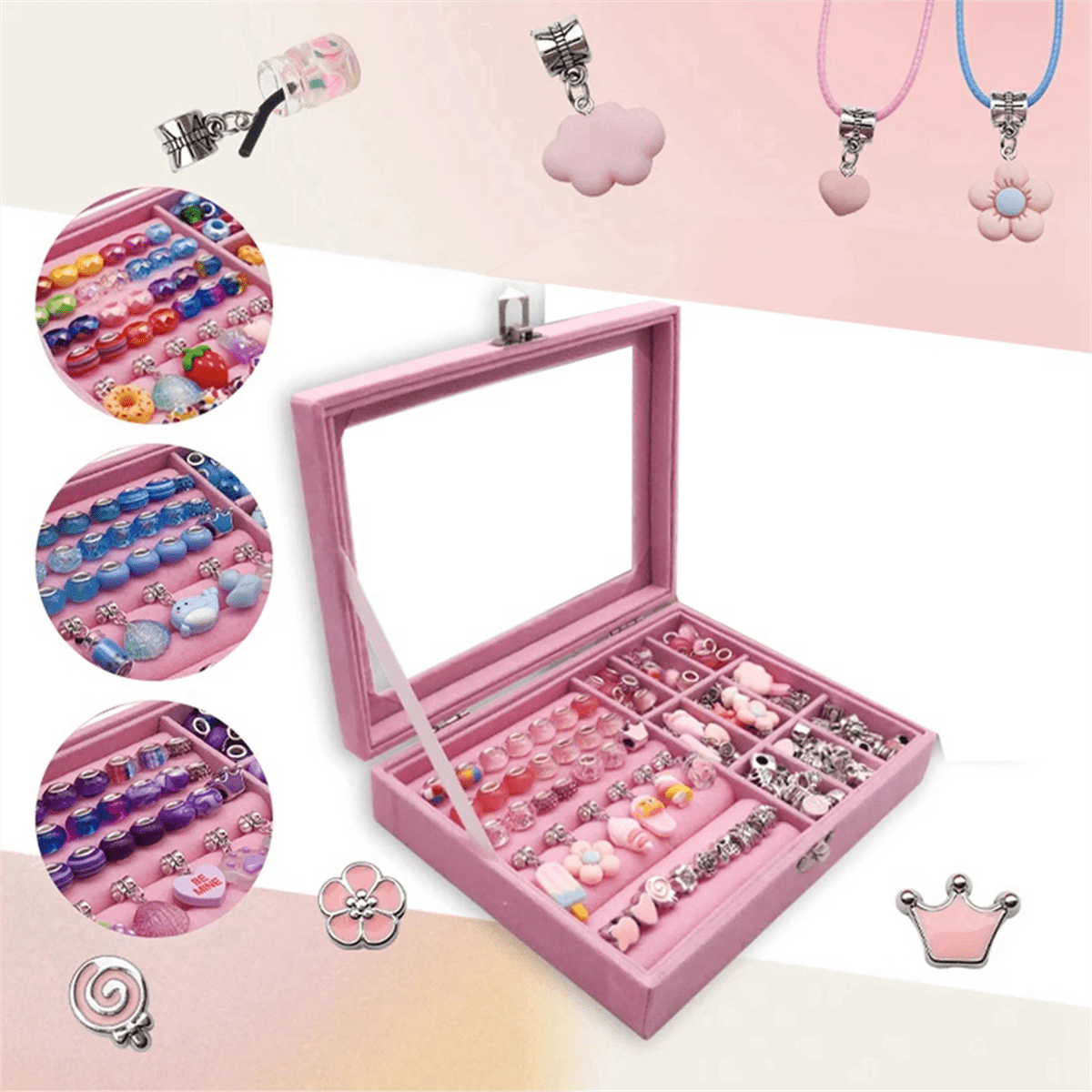 DIY Beaded Bracelet Set with Storage Box Bracelet DIY Handmade Jewelry Making Kit Acrylic Hole Beads D
