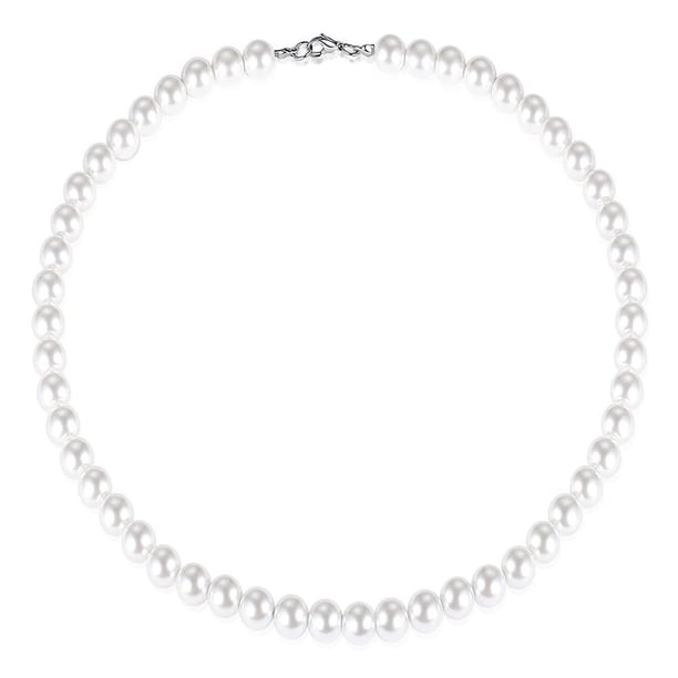 Collar Perla Cultivada Natural Blanco Broche de Plata de Ley. Súper acomodo al Cuello - Excelente opción de Regalos para Mujer! - Regalo para Mujer - Joyeria para Mujer - Cadenas para Mujer