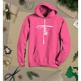 thumbnail image 3 of S4E Men's Faith Cross Religious Hoodie Sweatshirts Medium Heliconia Pink, 3 of 4