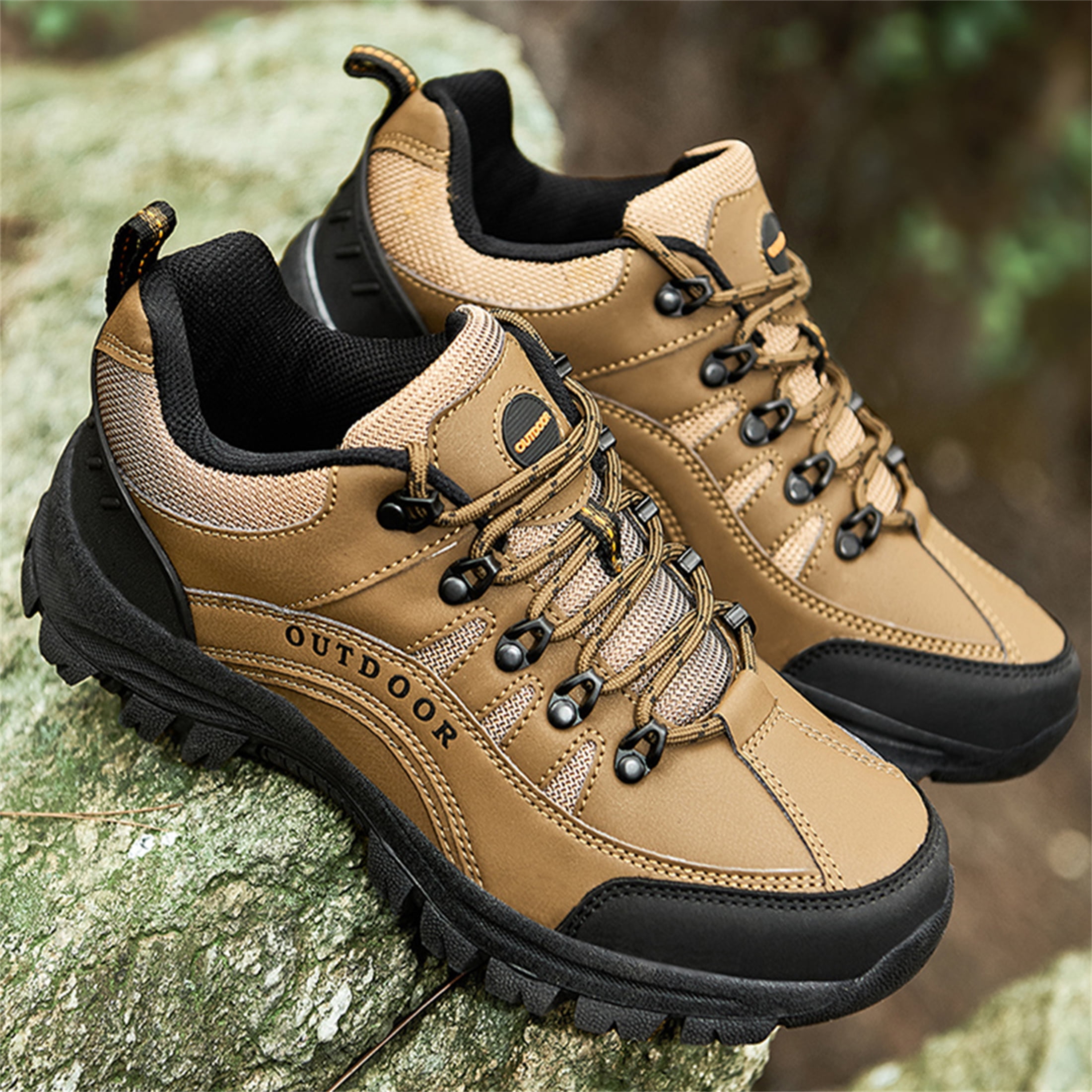 LASUDRAA Men's Hiking Shoes Waterproof Non-Slip Low-Up Sport Shoes Comfortable Outdoor Sneakers