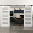 thumbnail image 2 of Wood & Hart 33" 5-Lite Frosted Pine Barn Door, 2 of 5