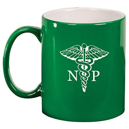 

NP Nurse Practitioner Caduceus Ceramic Coffee Tea Mug Cup (Green)