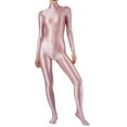 thumbnail image 3 of Mono completo brillante al óleo para mujer, lencería, culturismo, gimnasio, Fitness, cuello simulado, mono de manga larga, traje de baño protector contra sarpullidos, 3 of 5